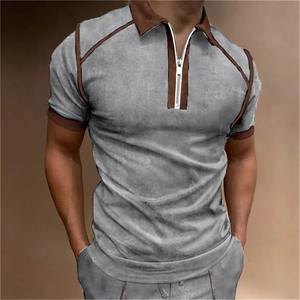 Pull d'été de luxe pour hommes T-shirts en jersey à manches courtes de haute qualité Vêtements décontractés respirants à fermeture éclair avec motif imprimé - Product Image 3