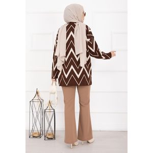 Pull tricoté vintage Lavin, motif léopard zigzag café, grande taille, respirant, style décontracté pour l'automne-hiver, style coréen - Product Image 6