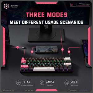 <span class=keywords><strong>Clavier</strong></span> mécanique ONIKUMA MT605 personnalisé par le fabricant, 61 touches, trois modes, 2.4G, Bluetooth, Type-C, pour le jeu et le bureau, OEM - Product Image 3