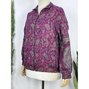 Handmade Reversible Yak <b>Wool</b> Bolero Ladies Boho Chic Paisley Floral <b>Quilted</b> Winter Coat with Hooded Collar Short Style" - Product Image 4