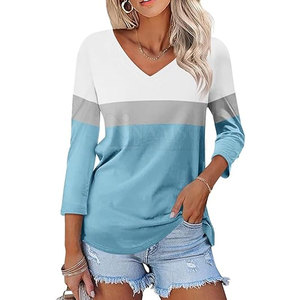 En línea Mejor Venta Mujeres Camisetas de manga larga Algodón Poliéster Hecho Mujeres Camisetas de manga completa - Product Image 1
