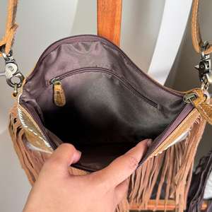 New High Quality Hand-Stitch Leather Cowhide Fringe Crossbody <b>Bags</b> & Genuine Cowhide Leather Bifold Wallet Set 2 Pcs for Women's - Product Image 6