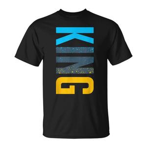 T-Shirt Coordinata King Gamma Blue Streetwear con Design Verticale Promozionale - Product Image 1