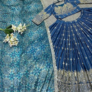 Broderie à la mode séquence lourde travail nouvelle Collection Look à la mode Georgette filles indiennes portent des prix bas Lehenga Choli - Product Image 6
