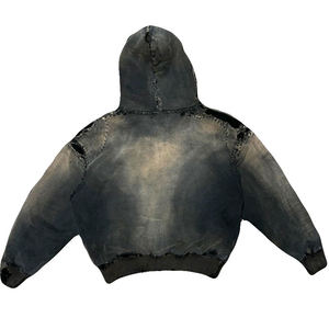 100% Cotton Fleece 450 GSM <b>Tie</b>-Dye Streetwear Hoodie with Black Distress Customize Pullover Design and Custom Logo Embroidery - Product Image 2
