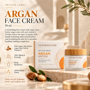 Crema Viso all'Olio di Argan 50ml con Etichetta Privata |   Anti-età, Rassodante e Idratante |   Produttore OEM Spagna - Product Image 2