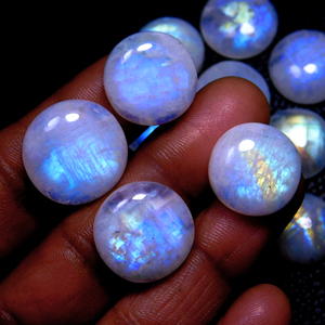 Venta al por Mayor de Dhorgems, Piedra Lunar Arcoíris Natural, Cabujón, Corte Redondo, Efecto de Cambio de Color, para Joyería - Product Image 5
