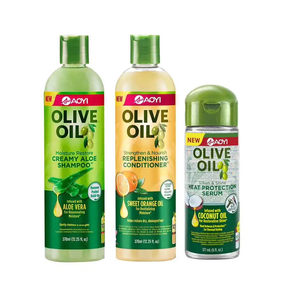 Vente en gros d'huile d'olive Shampooing et après-shampoing à l'huile d'olive de marque privée Masque capillaire