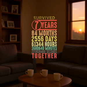 Camiseta vintage de aniversario de 7 años para parejas, regalo de boda o matrimonio de séptimo aniversario - Product Image 3