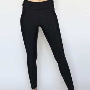 Pantalons d'équitation personnalisés pour femmes, leggings d'équitation avec genouillères, poche zippée, beige, culottes d'équitation, service OEM - Product Image 1