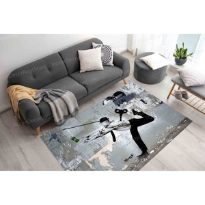 Tapis imprimé graffiti - Doux, vibrant, décoration d'art moderne, tapis en chenille - Product Image 4