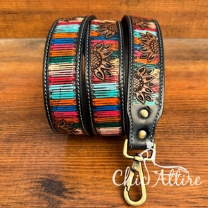 Sangle de guitare en cuir usiné à la main de haute qualité boutons-pression en laiton antique remplacement de sangle de caméra de Style occidental extrême personnalisé - Product Image 1