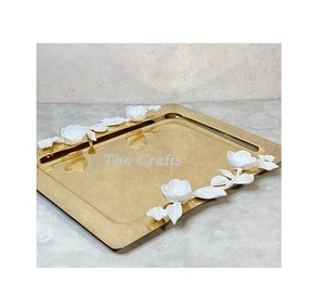 Plateau de service à café martelé en cuivre en vrac avec poignées de créateur plateau de vaisselle de cuisine de qualité exclusive - Product Image 4