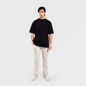 Respirant 100% coton 230 GSM surdimensionné t-shirt Baggy Boxy Fit blanc t-shirt col rond hommes goutte épaule personnalisé t-shirt - Product Image 3