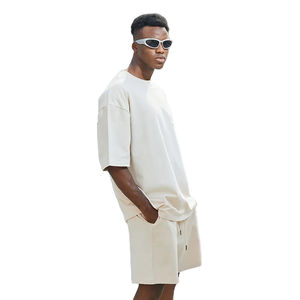 Pantalones cortos de algodón y transpirables para hombre, conjuntos de pantalones cortos de gimnasio para hombre, camiseta y conjunto corto, novedad de verano, conjuntos de pantalones cortos informales para hombre, OEM - Product Image 3