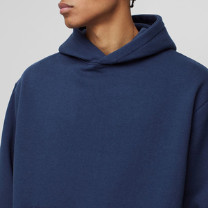 เสื้อสวมหัวผ้าฝ้าย100% มีฮู้ดสำหรับผู้ชายเสื้อมีฮู้ดสไตล์สตรีทแวร์สีพื้น400GSM พัฟออกแบบได้เองโลโก้เรียบง่าย - Product Image 2