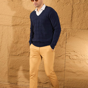 Adultos Ropa al aire libre Suéteres de los hombres de manga larga Suéteres de los hombres de tela transpirable Suéteres con cuello en V para hombres - Product Image 4