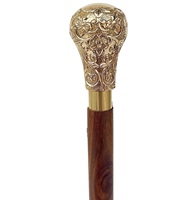 Cannes et bâtons de marche de 37.4 ''en bois naturel avec une poignée en laiton-Bâton de marche élégant de style canne de marche pour homme femme