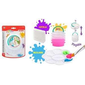 Paleta de pintura acrílica con cepillo limpiador y esponja para artistas y aficionados - Product Image 1