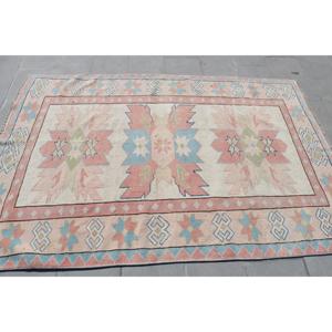 พรมตุรกีวินเทจ ขนาด 4.7x7.2 ฟุต (143x219 ซม.) พรมขนสัตว์สีชมพู - Product Image 3