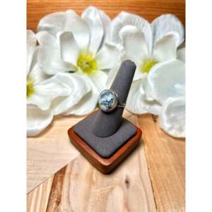 Navajo Handmade White Buffalo Sterling Silver <b>Statement</b> <b>Ring</b> Size 7.75 Featuring Natural Turquoise Boho Hip-Hop Everyday Wear - Product Image 3