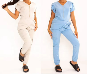 Nouveau style de haut et de pantalon pour femmes Scrubs Uniformes médicaux à manches courtes Uniformes médicaux de haute qualité pour le travail Scrubs Sets - Product Image 2