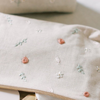 Tas punggung Linen bordir tangan dengan bordir warna yang berbeda ransel Linen 100% lembut dicuci OEM dibuat di Vietnam