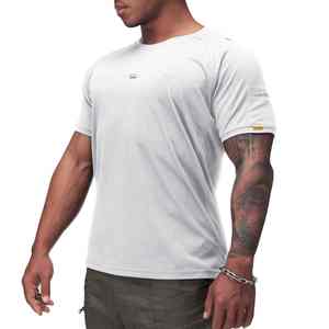 Camiseta personalizada con cuello redondo para deportes al aire libre de verano para hombre, camiseta de manga corta de poliéster 100% con patrón sólido - Product Image 5