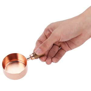 Taza medidora de cobre 100%, cuchara con mango de madera de acacia, utensilios de cocina, artesanías, venta más vendida - Product Image 6
