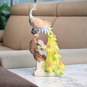 Statue de paon au lever de soleil majestueux, plaque décorative élégante - Product Image 1