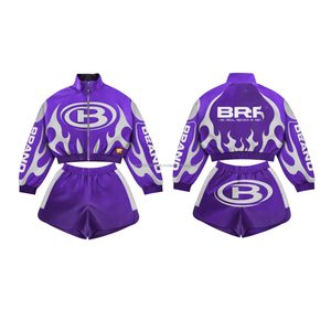 Conjunto de Chaqueta Corta y Pantalones Cortos Deportivos Personalizados de Dos Piezas, Chaqueta Corta con Cierre de Cremallera, Ropa Deportiva de Nailon y Poliéster para Hombre - Product Image 3