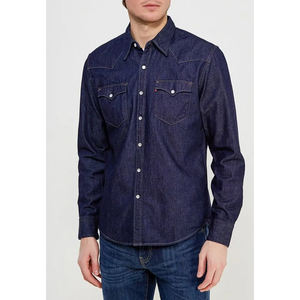 2025 New Arrival Men's Casual Denim Jeans <b>Shirts</b> Breathable Poplin Fabric with Printed Pattern <b>Long</b> <b>Sleeves</b> - Product Image 4