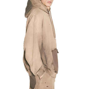 Sudadera con Capucha Personalizada para Hombre, 100% Algodón, Estilo Terry, Desgastada por el Sol, Estilo Urbano, Diseño Sólido, Sudadera de Invierno - Product Image 2