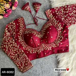 Style pakistanais indien beau travail mariée Desgine coutures lourdes crochets faits à la main rembourrés lourds avec belle blouse Latkans - Product Image 4