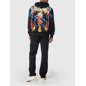 ชุดแทรคสูทผู้ชายสีดำมีฮู้ด พิมพ์ลาย โอเวอร์ไซส์ ผ้าคอตตอนคุณภาพสูง เนื้อผ้าหนา - Product Image 4