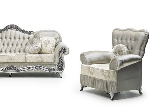 Ensemble de canapés Chesterfield AVANTGARDE FURNITURE SET Style européen Tissu de luxe de haute qualité Salon Mall & Hôtel Application - Product Image 4