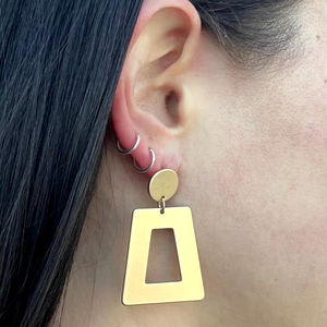 ต่างหูตอกชุบทองต่างหูทองเหลืองต่างหูแฟชั่นต่างหูชุบทองหลายรูปทรงเครื่องประดับแฮนด์เมด - Product Image 1