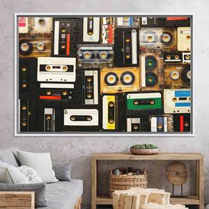 Lienzo Impreso: Arte Retro de Casete para Decoración de Sala de Música, Lienzo con Marco Blanco - Product Image 1