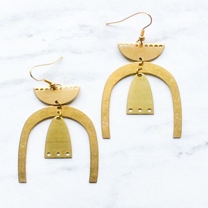 Shiny Gold Plated <b>Hook</b> <b>Earrings</b> Geometric <b>Earrings</b> Pair Brass Plain <b>Earrings</b> Handmade Matte Jewelry - Product Image 6
