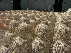 European Modern Handmade Bamboo Lamp Hand-Woven Wicker Rattan <b>Pendant</b> <b>Light</b> with <b>Glass</b> <b>Shade</b> <b>for</b> Indoor and Outdoor Home Decor - Product Image 5