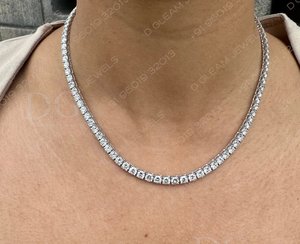 Collar de Diamantes de Tenis de Oro Blanco de 14K para Mujer, Estilo Moderno con Certificado IGI, Oro Sólido - Product Image 4