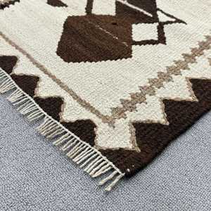 3x10.4 ft Rug, Turkish Vintage Rug, <b>Brown</b> Solid <b>Wool</b> Rug - Product Image 4
