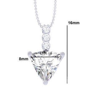 Collar con Colgante Solitario Trillón de Plata de Ley 925 Clara con Cadena para Compromiso - Product Image 2