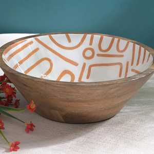 Bol imprimé en bois de manguier fait à la main pour la décoration Bol imprimé en bois élégant pour la salle à manger et le service de table décorative à bas prix - Product Image 5