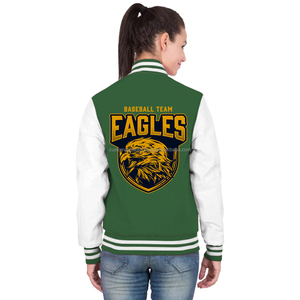 Premium personalizado algodón polar acolchado transpirable teñido Varsity chaqueta de las mujeres al por mayor bordado - Product Image 4