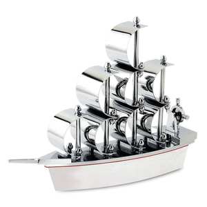 Figurine de navire en métal poli or antique avec base en cristal 25 cm de hauteur bateau en laiton pour la décoration de la maison - Product Image 1