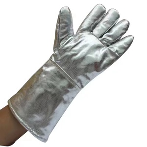 Guantes de lucha contra incendios de cuero partido De Vaca aluminizado de alta temperatura Seguridad industrial Soldadores DE TRABAJO resistentes al calor Guantes largos - Product Image 2