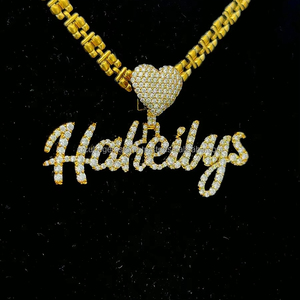 Moissanite letra colgante conjunto 925 plata esterlina una fila VVS diamante 26 alfabeto inicial nombre personalizado encanto collar - Product Image 4