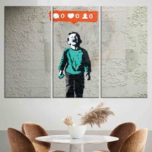 Banksy's Nobody Like Me: Impresión en Lienzo con Estilo Graffiti, Juego de 3 Lienzos - Product Image 1