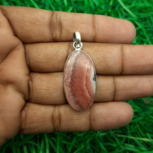 Designer 925 Sterling <b>Silver</b> Women's Rhodochrosite Gemstone Pendant Bezel Setting Fine Jewelry Gift for Her <b>Charm</b> Pendants - Product Image 1